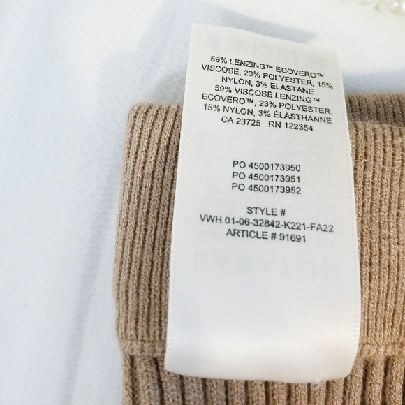 Aritzia Babaton Tan High Rise Side Slit Hem Ribbed Pants - Picture 7 of 9